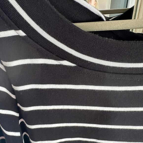 Chico’s Size 3 XL Black White Stripe Cotton Top Casual Work Travel - Picture 5 of 7